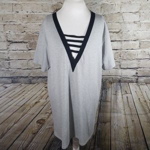 Gray and black tunic